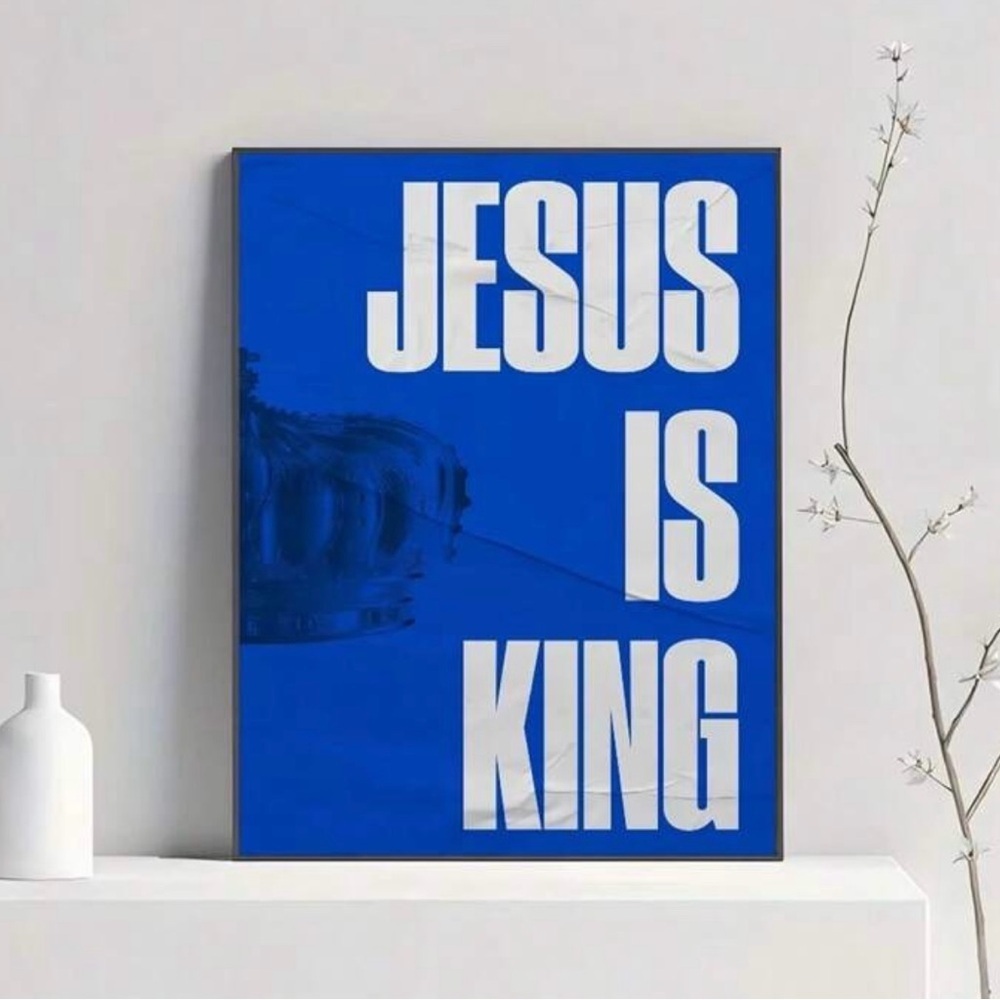 Blue 'Jesus Is King' Wall Art, 8x12 Canvas Only